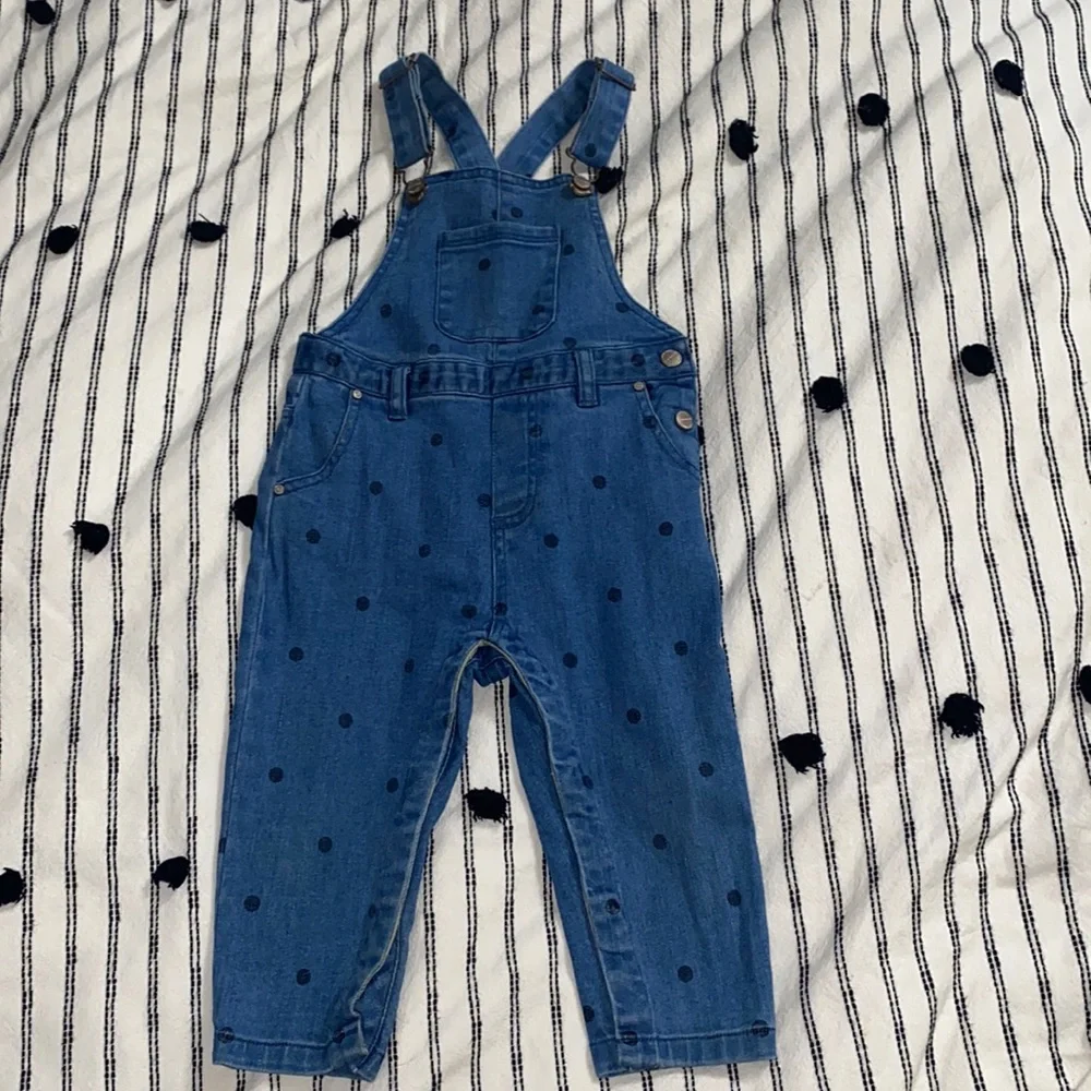 Zara Baby Polka Dot Blue Overalls 18-24 Months - Picture 1 of 7